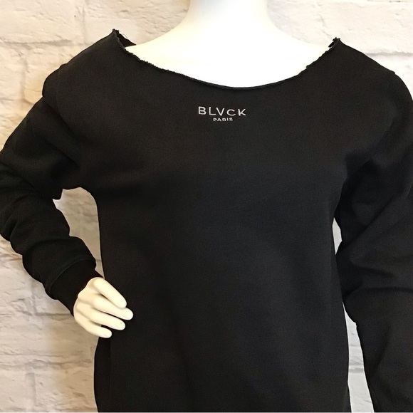 BLVCK Paris XS Skull Sweatshirt Women’s Black Hand Cropped Neckline Embroidered - Picture 4 of 9